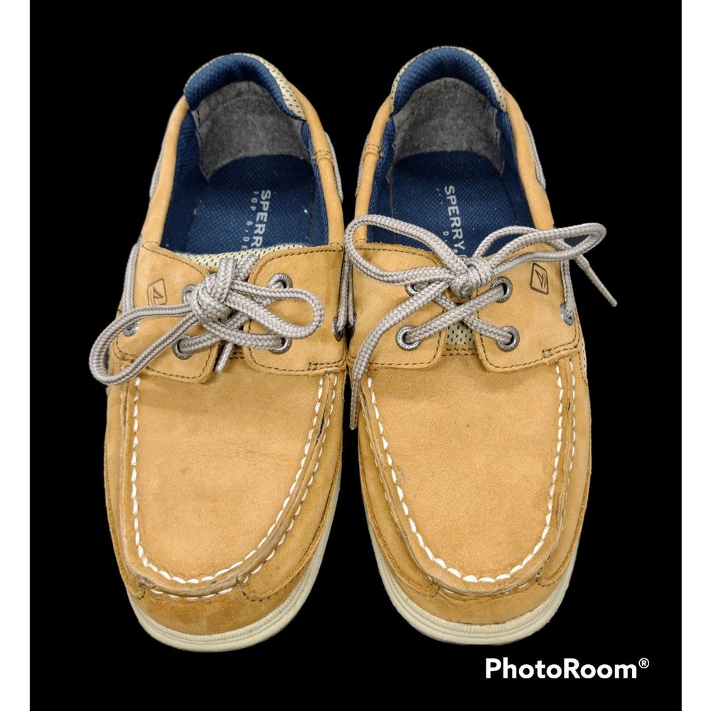 EUC Youth Boy Sperry Topsider Lanyard Size 2M Tan Beige